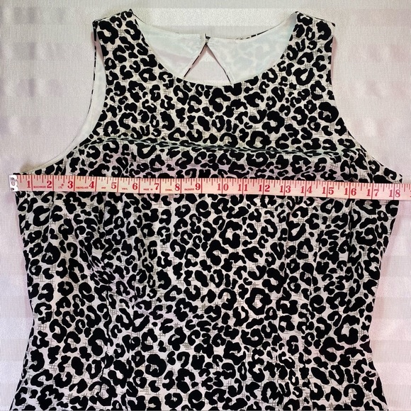 Maggy London 100% Silk Black & White Sz 10 Leopard Print Sheath Sleeveless Dress - Picture 4 of 15